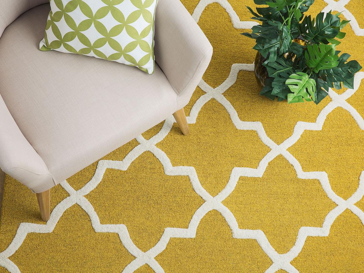 KURZFLOR-TEPPICH Silvan 200/140 cm - Gelb, Textil (140/200cm) - Beliani