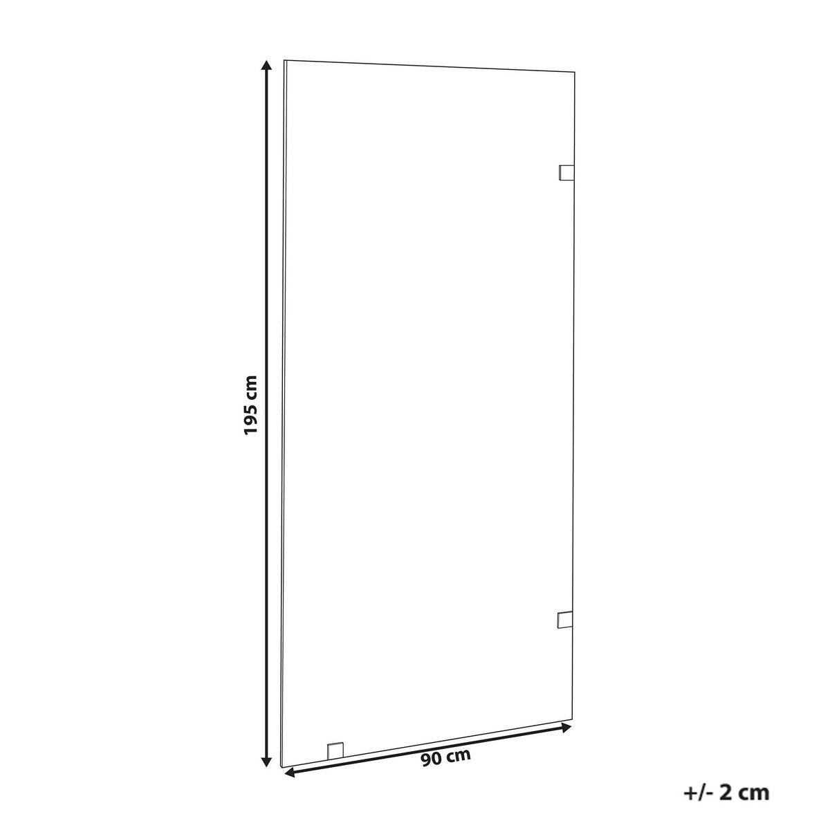 DUSCHWAND 90/195 cm Transparent Mahuida - Transparent/Schwarz, Glas (90/195cm) - Beliani