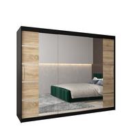 SCHWEBETÜRENSCHRANK 200/250/62 3-türig - Silberfarben/Schwarz, Holz/Kunststoff (250/200/62cm) - MÖBEL KRYSPOL