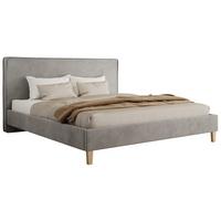 POLSTERBETT LUMARO CLASSIC 140/200 - Hellgrau Velvet - Matratze Pocket - Hellgrau/Kernbuche, Holz/Textil (140/200cm) - MKS