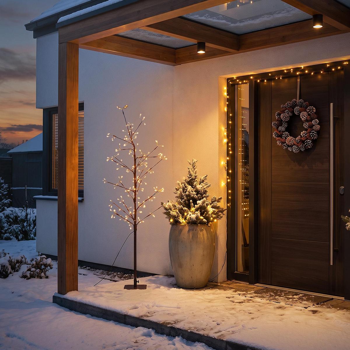LED BAUM Outdoor Lichterbaum 150 cm Weihnachtsbeleuchtung Weihnachtsdeko 855 LEDs Warmweiß Innen/Außen - Braun, Metall (65/150/65cm) - ECD-Germany
