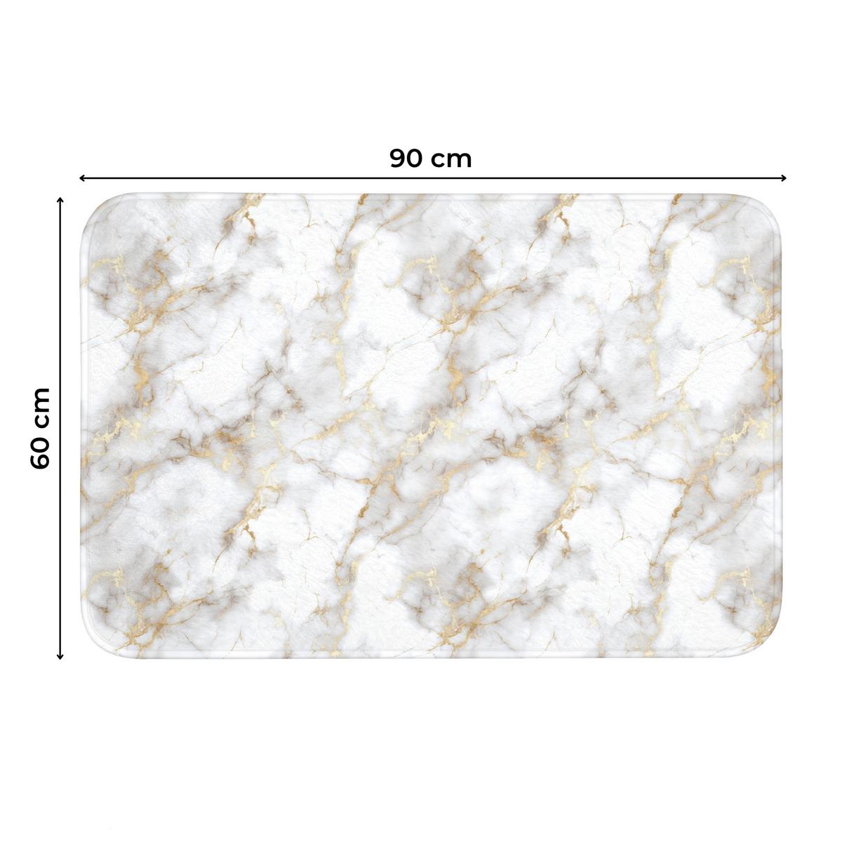 WC-VORLEGER Goldene Adern - Marmor - Weiß Toilettenteppich 90x60 cm - Weiß, Textil (90/1cm) - OnlyWow