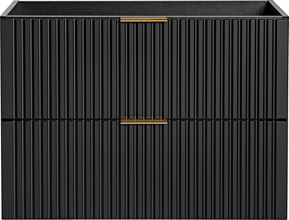 WASCHBECKENUNTERSCHRANK Niva hängend mit Rillenfronten in Schwarz, 80/57/46 cm - Multicolor/Schwarz, Holzwerkstoff/Kunststoff (80/57/46cm) - WFL GROUP