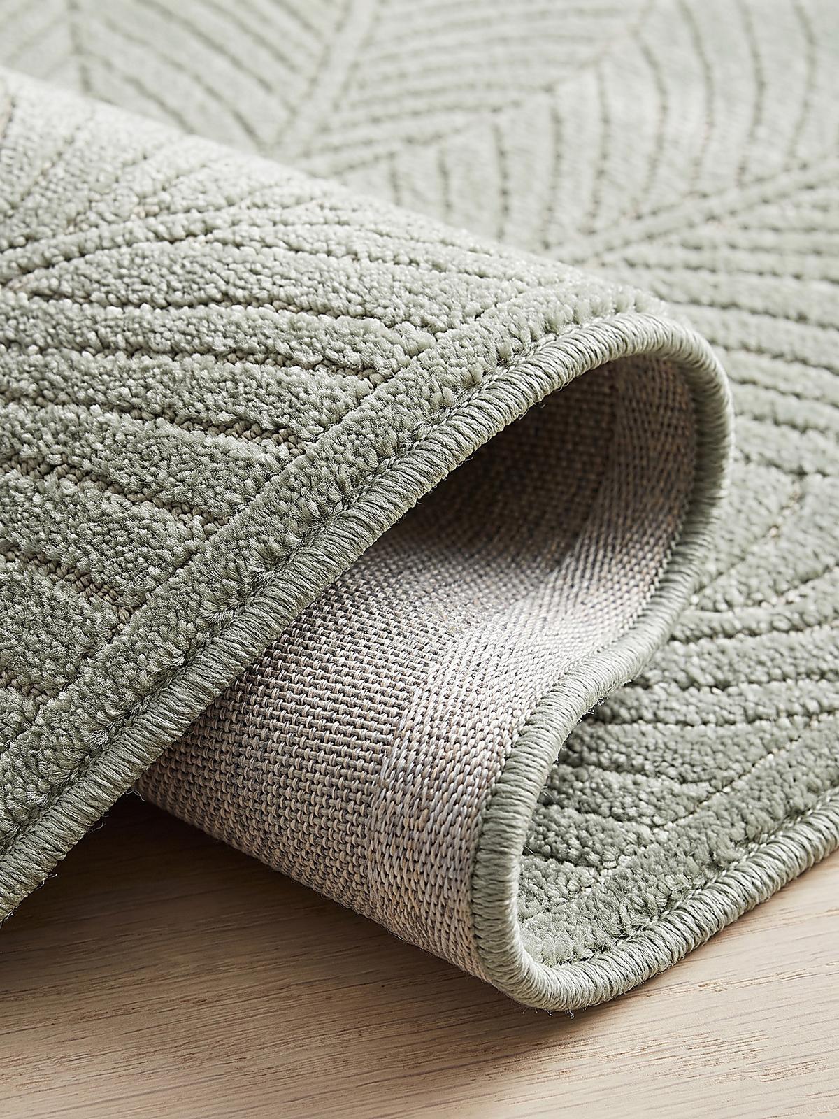 LÄUFER Outdoor, Fußbodenheizung-geeignet, mit Blattmotiv, ENGADIN in Salbeigrün, 80 x 150 cm - Grün, Textil (80/150cm) - KADIMA DESIGN