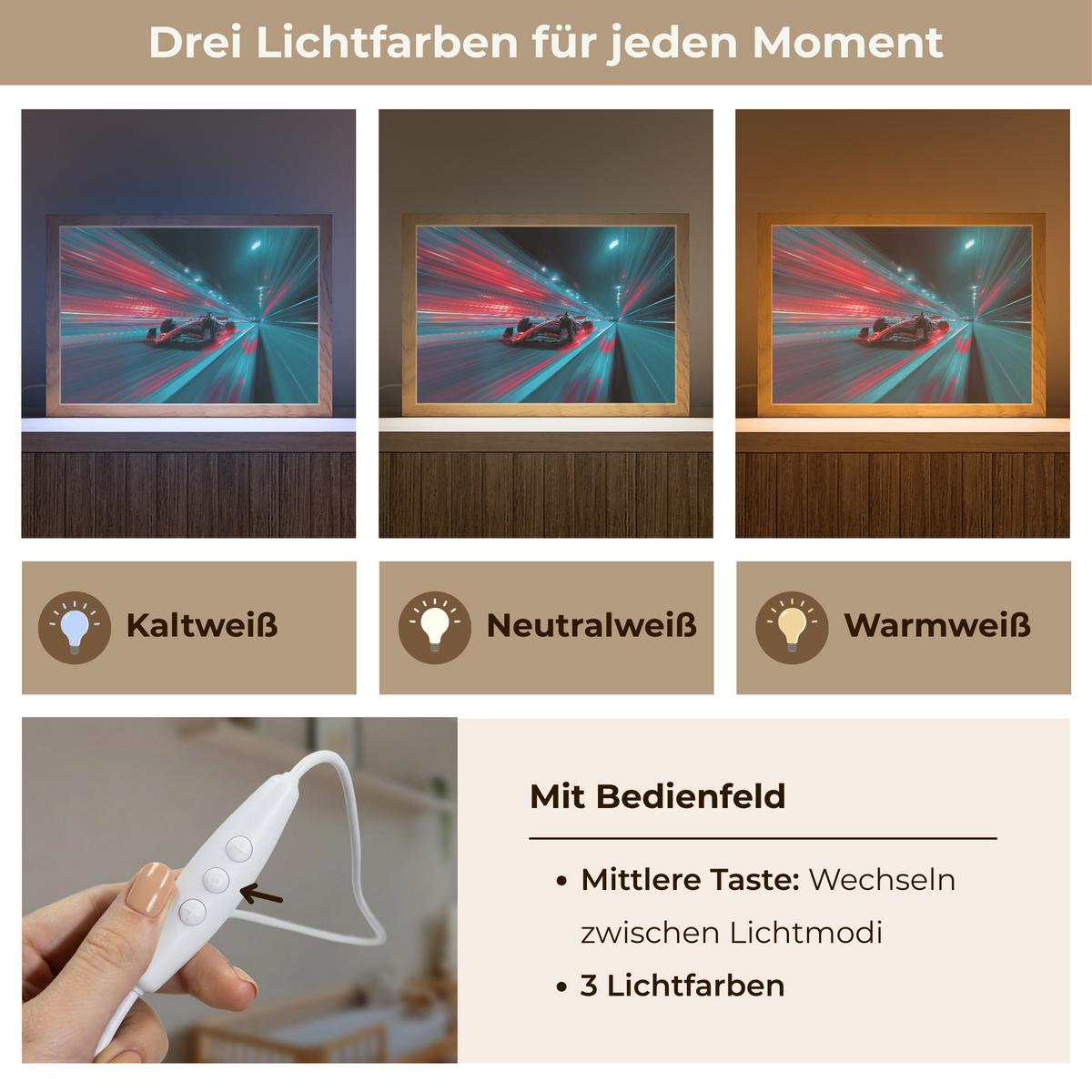 NACHTTISCHLAMPE Rennwagen - Rot - Geschwindigkeit 30x20 cm - Türkis, Holzwerkstoff (8/30/20cm) - OnlyWow