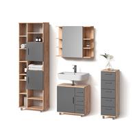BADMÖBEL-SET Eisak Eiche 4 Teile - Eichefarben, Holzwerkstoff (60/60/33cm) - Livinity®