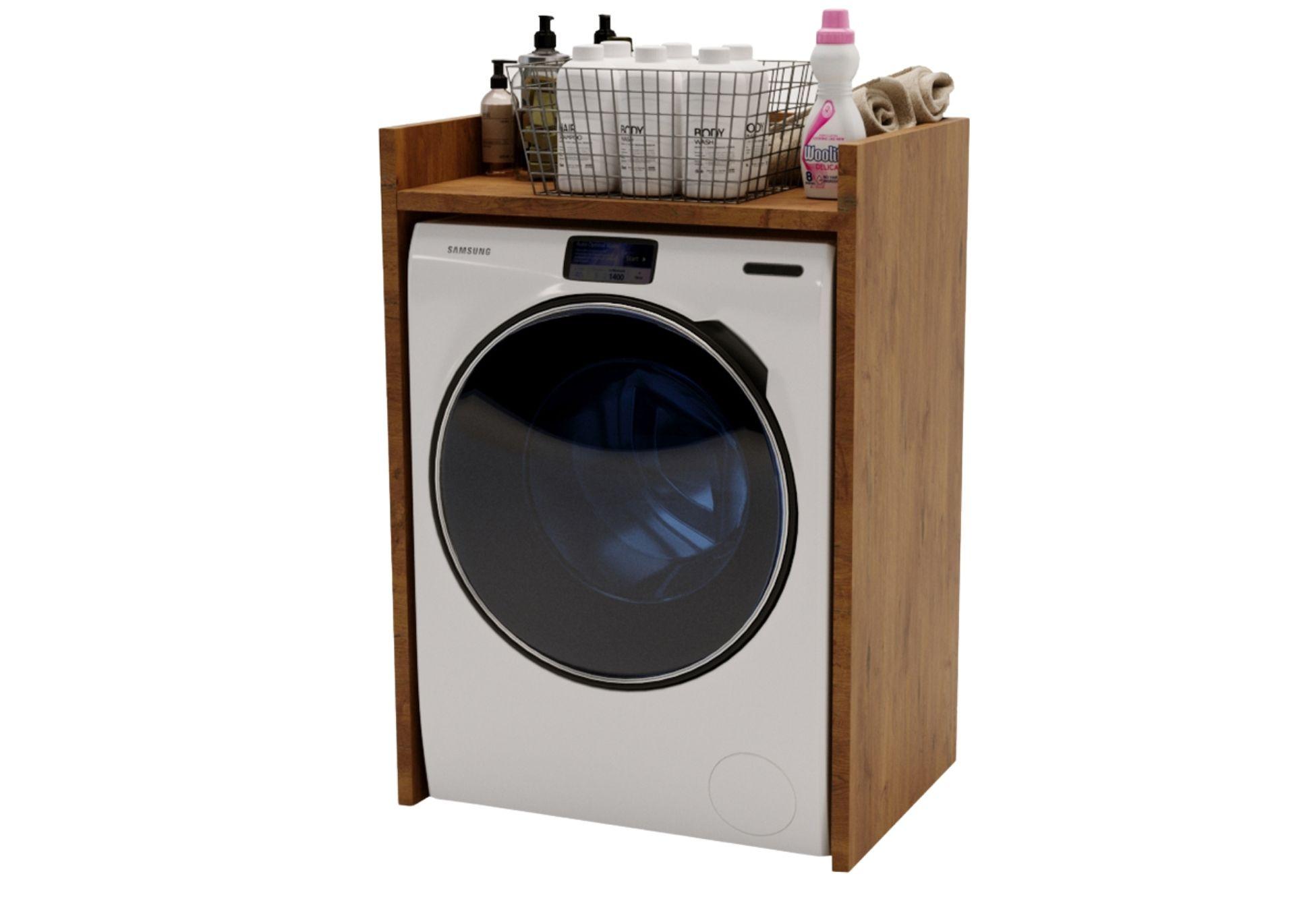 WASCHMASCHINENSCHRANK für Waschmaschine & Wäschetrockner 66/97/62 - Braun, Holzwerkstoff (66/97/62cm) - RAUMHIRSCH FURNITURE