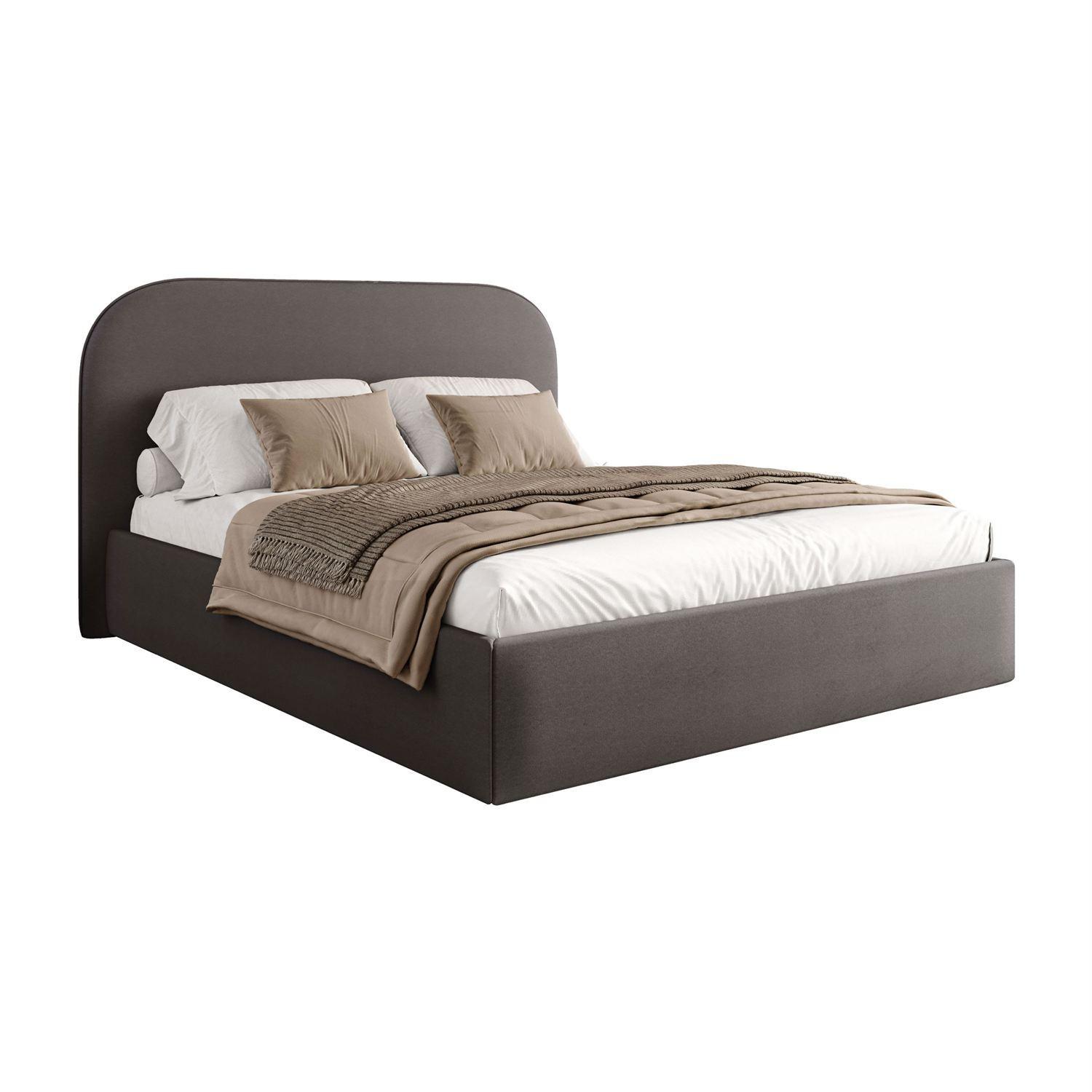 POLSTERBETT OLIMPIA mit Bettkasten 160x200, Castel 93 - Dunkelgrau, Textil (160/200cm) - Lookway