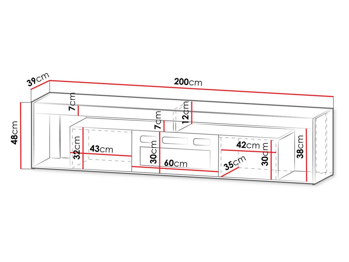TV-LOWBOARD Fiore EF 2D mit Kamin - Eichefarben/Schwarz, Holzwerkstoff/Kunststoff (200/48/39cm) - MIRJAN24