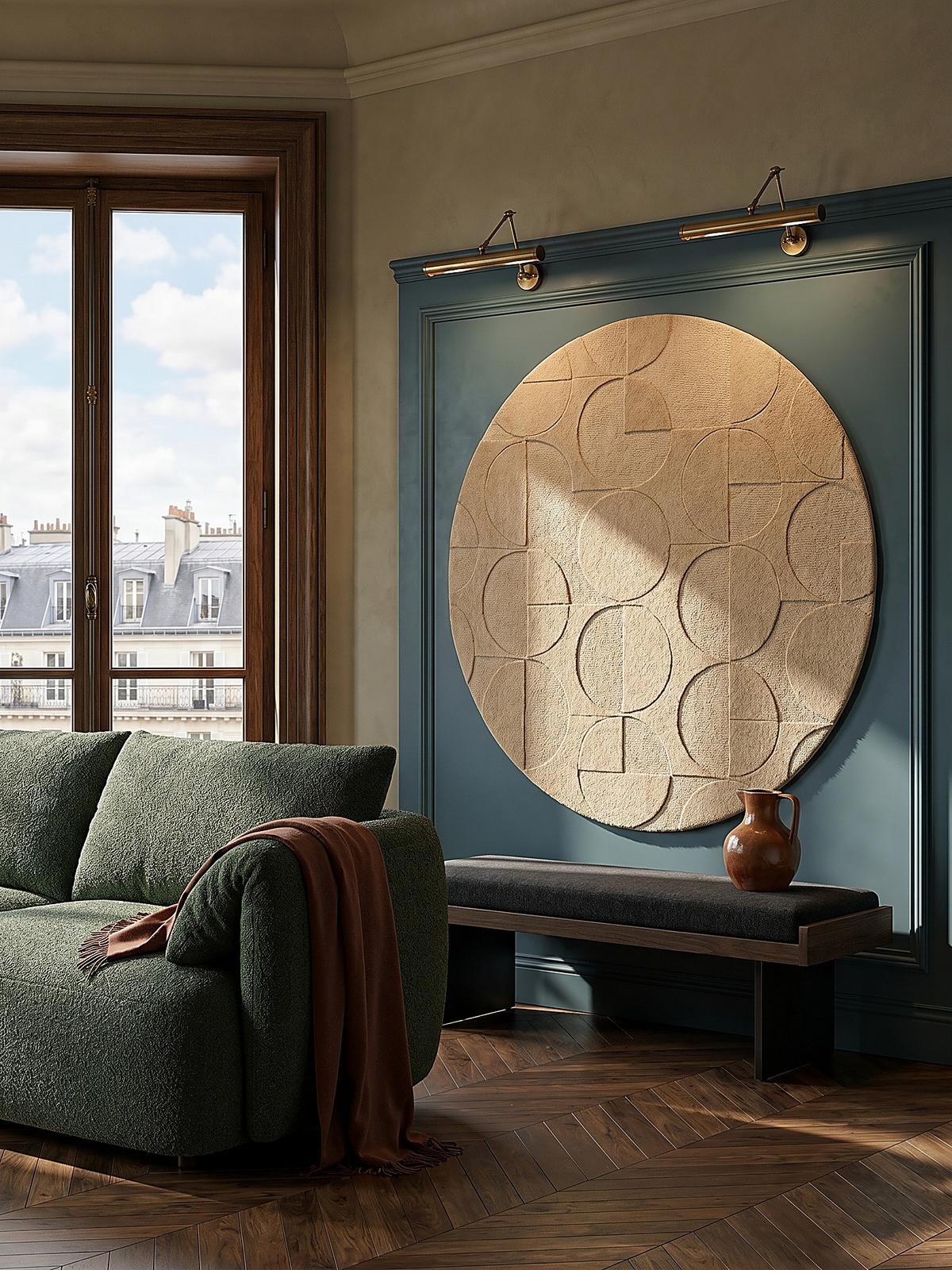 WOLLTEPPICH DEBEN, geometrisch, aus Wolle, Natur, Ø 160 cm - Braun, Textil (160/160cm) - KADIMA DESIGN