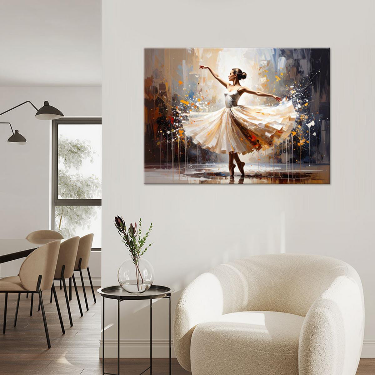 BILD auf Leinwand, Ballerina Tänzerin Frau - Beige, Textil (60/40cm) - Feeby