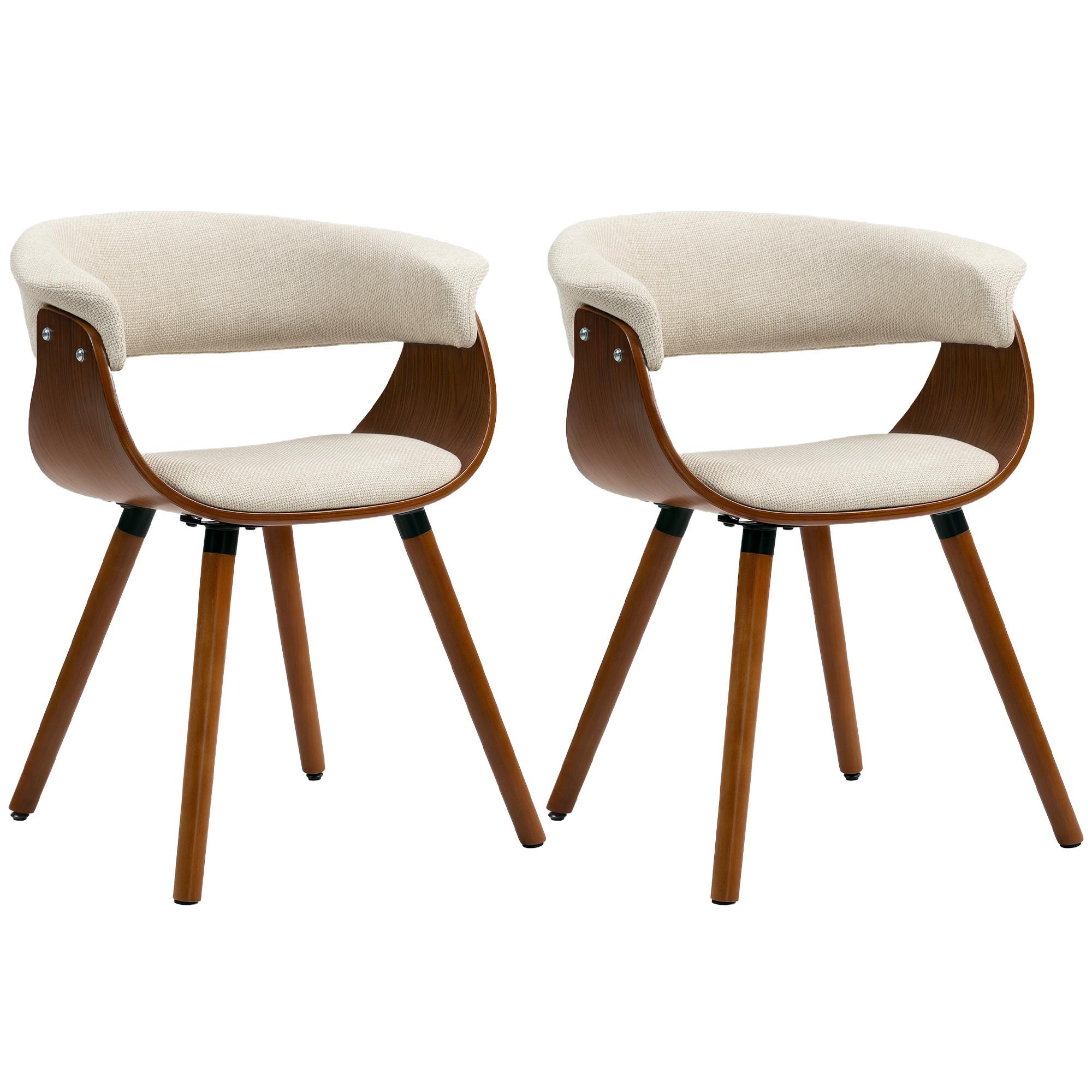 ESSZIMMERSTUHL 2er Set Polyester Holz Beige - Beige/Braun, Holz/Buchenholz (55/75/62cm) - HOMCOM