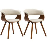 ESSZIMMERSTUHL 2er Set Polyester Holz Beige - Beige/Braun, Holz/Buchenholz (55/75/62cm) - HOMCOM