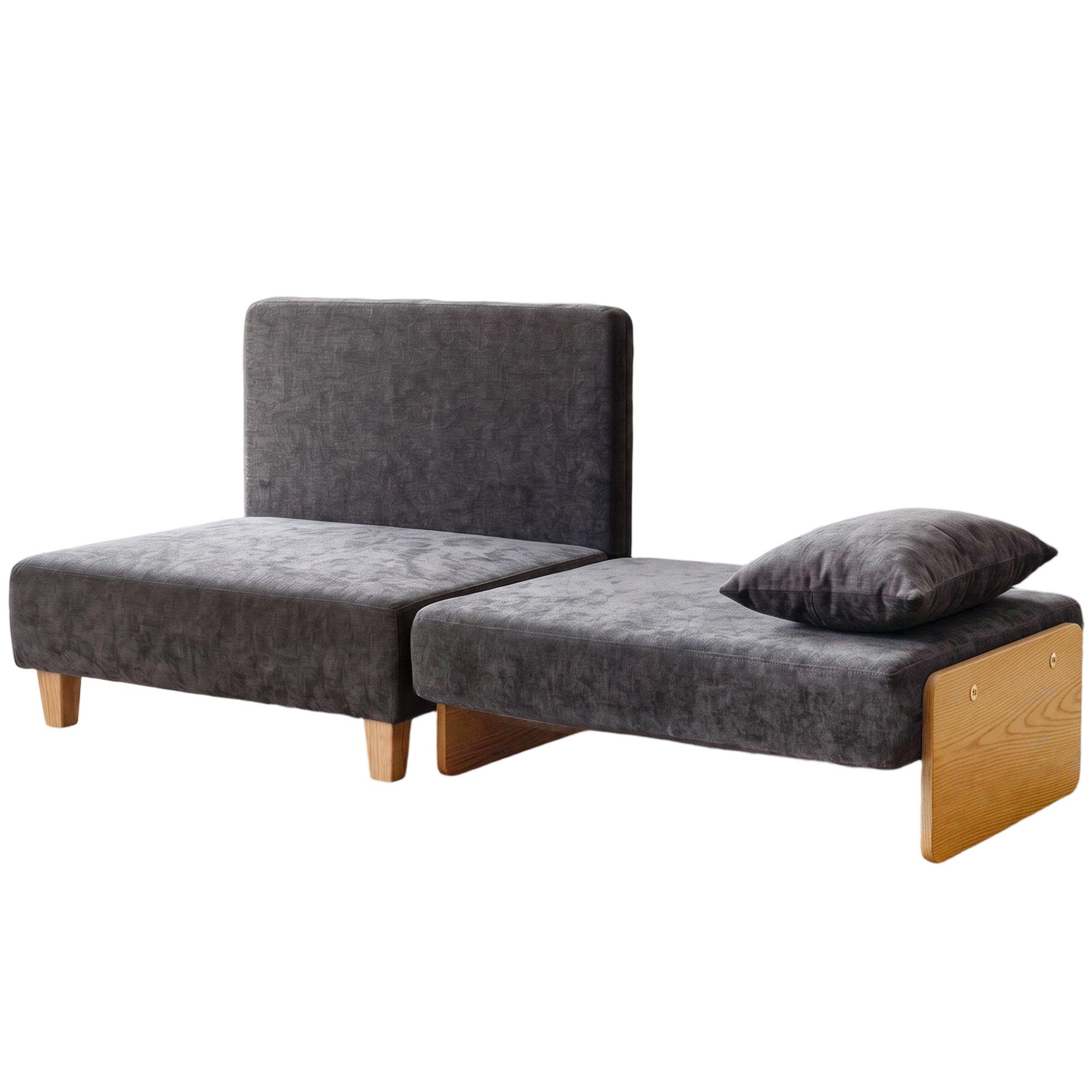 SCHLAFSESSEL Polyester Dunkelgrau - Dunkelgrau/Naturfarben, Holz/Textil (63/89/94cm) - HOMCOM
