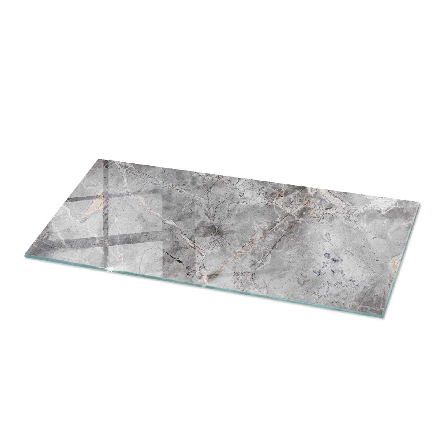 TISCHPLATTE 125x50 cm Muster aus Naturmarmor - Dunkelgrau, Glas (0.4/125/50cm) - TULUP