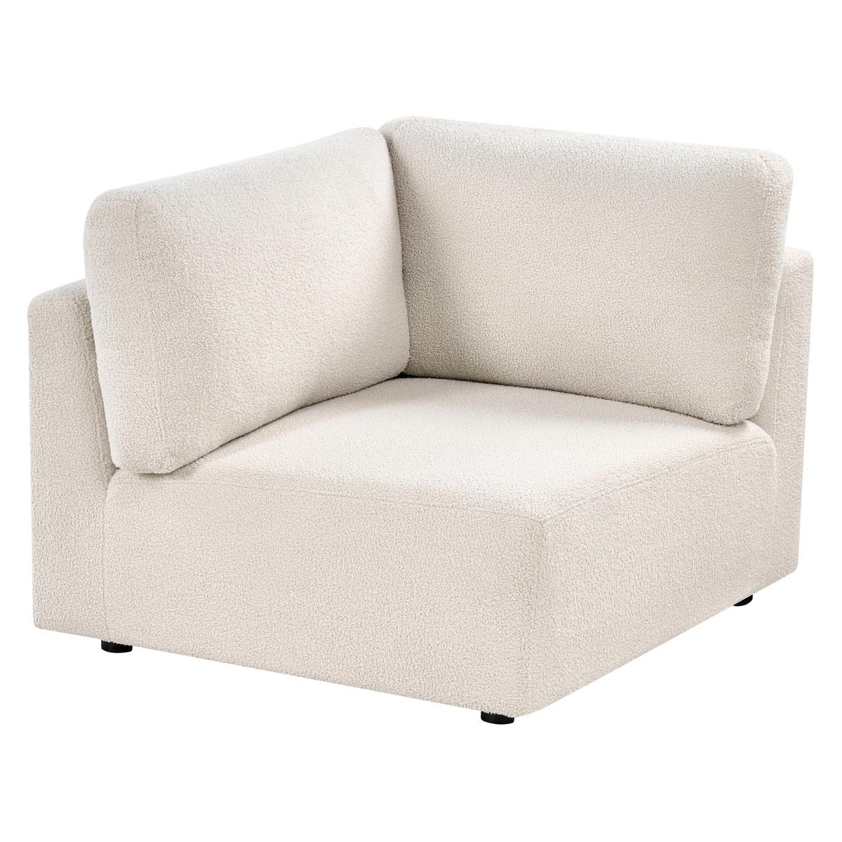 ECKMODUL Bouclé Cremeweiß Kivvik - Creme, Textil (97/80/97cm) - Beliani