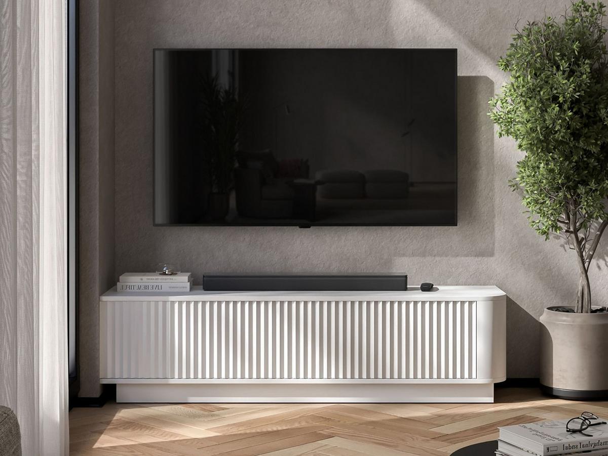 TV-LOWBOARD Aurora Weiß matt 140 cm mit Sockel - Weiß, Holzwerkstoff (140/37/35cm) - Meble Lindner