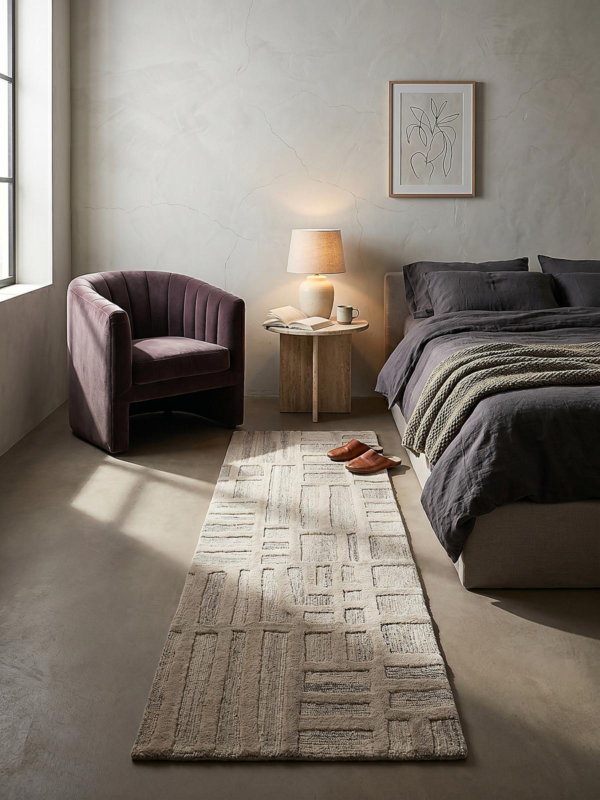 TEPPICH aus Wolle EDALE in Natur, abstrakt, Florhöhe 6 mm, 80 x 300 cm - Beige, Textil (80/300cm) - KADIMA DESIGN