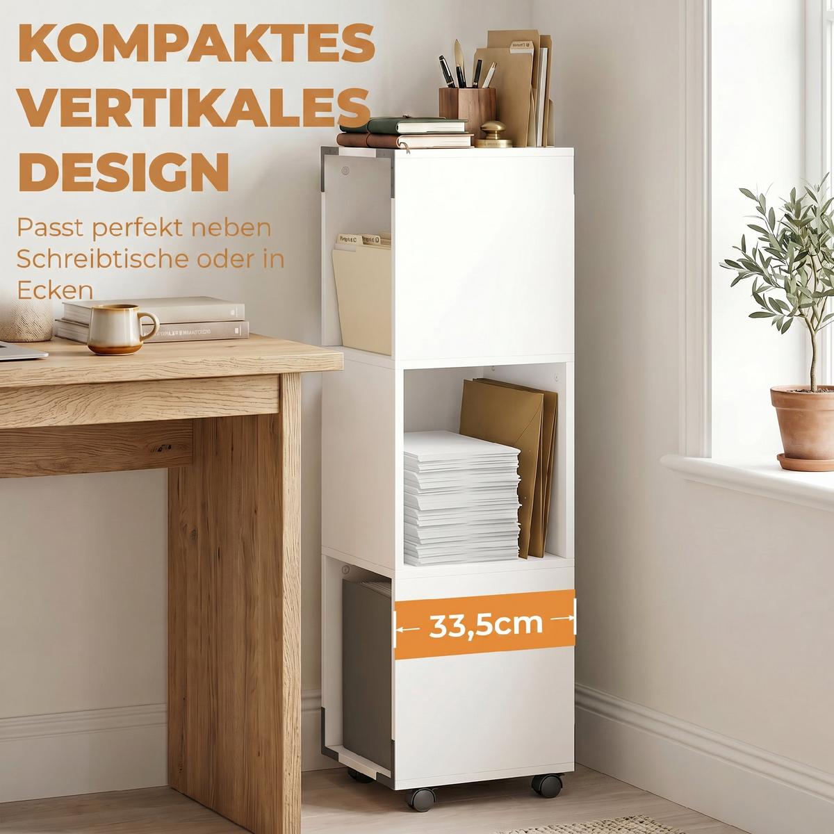 AKTENSCHRANK Weiß - Weiß, Holzwerkstoff (33.5/111/33.5cm) - HOMCOM