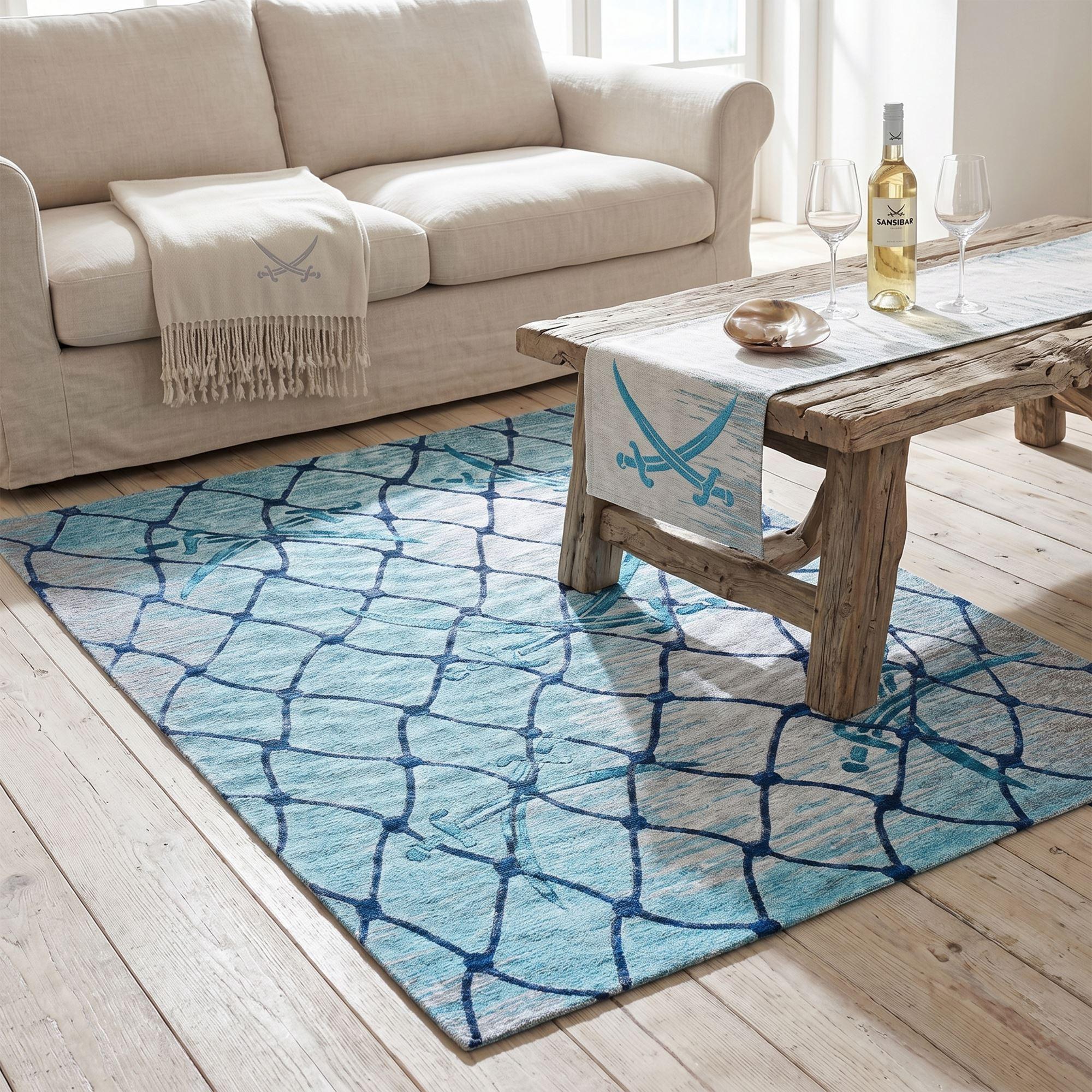 FLACHWEBTEPPICH Keitum 190x280 cm - Türkis, Textil (190/190cm) - Sansibar SYLT