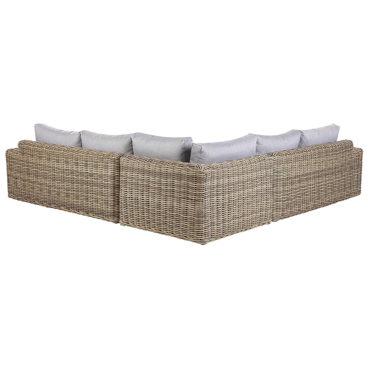 LOUNGE-SET 6-Sitzer PE Rattan Hellbraun Palermo - Braun/Grau, Kunststoff - Beliani