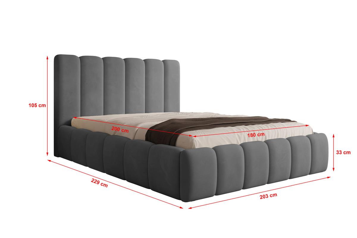 POLSTERBETT Vilo 180x200 mit Bettkasten und Stabilem Metallgestell - Grau, Textil (180/200cm) - Storez24