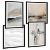 BILDER SET 4er Set - 50x50 cm & 40x60 cm Schwarzer Rahmen - Abstrakte Erdmuster - Schwarz, Kunststoff (50/50cm) - TULUP