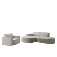 SOFASET Palma Ecksofa Sessel Ascot - Perlmutt, Holzwerkstoff/Textil (236/78/165cm) - Fun Möbel