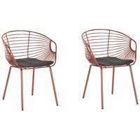 METALLSTUHL 2er-Set Kupfer Hoback - Rotbraun, Textil/Metall (60/79/56cm) - Beliani