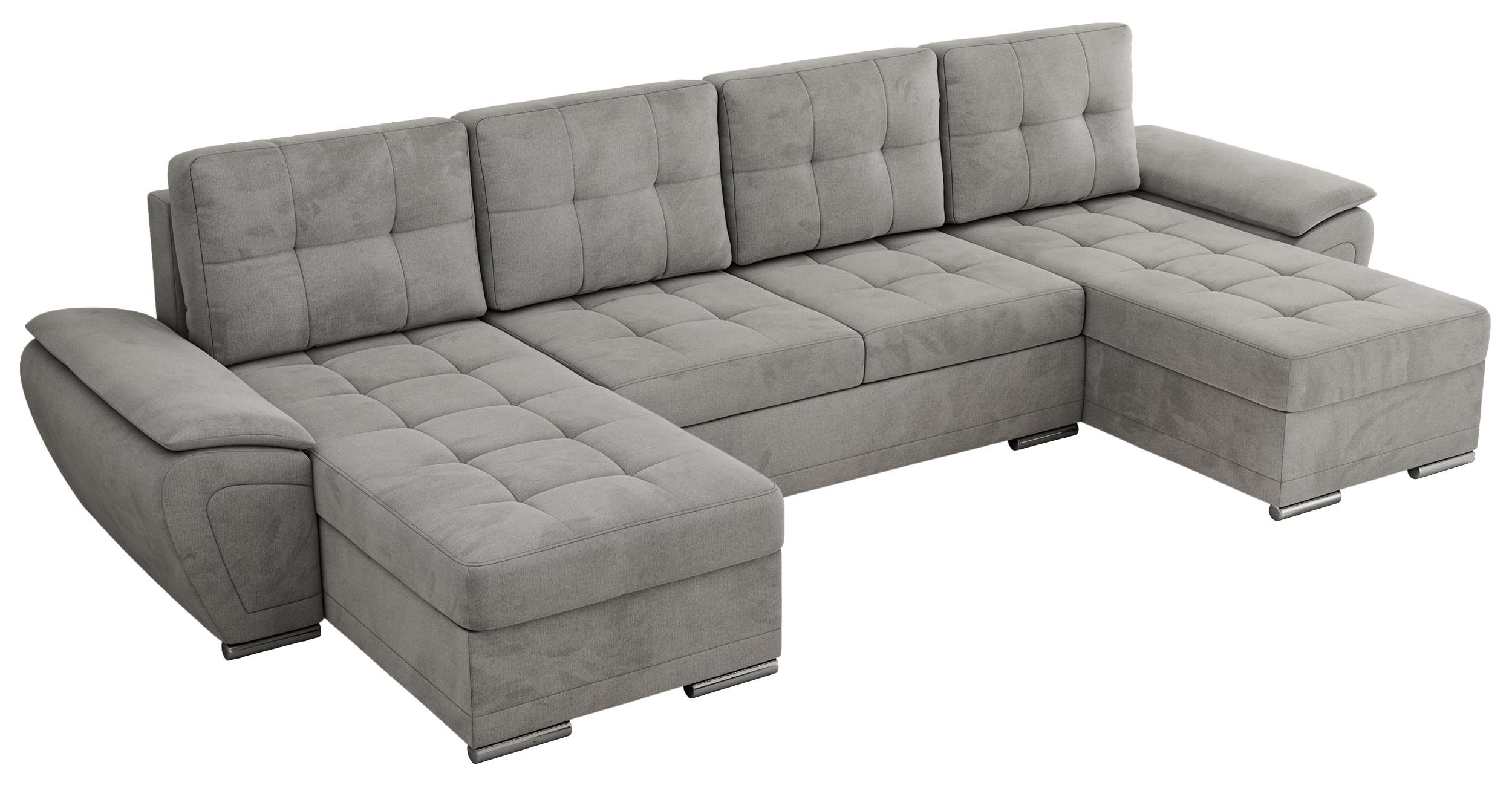 WOHNLANDSCHAFT UMBRIA U Hellgrau Velvet - Hellgrau/Grau, Textil/Metall (336/85/157cm) - MKS