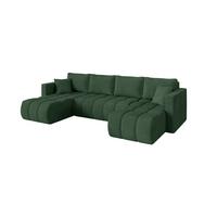 WOHNLANDSCHAFT mit Schlaffunktion und Bettkasten GARD-U 300x146x85 Grün Cord - Dunkelgrün/Schwarz, Holzwerkstoff/Kunststoff (300/85/146cm) - ALTDECOR
