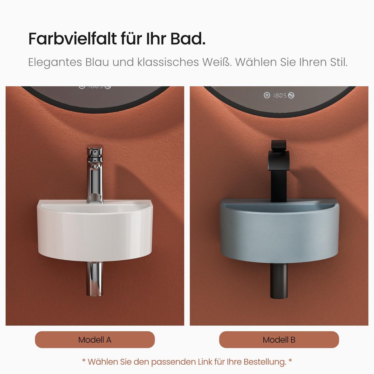 WASCHBECKEN U-förmig Wandmontage Glänzend Weiß 30,3 / 25,5 / 12 cm - Weiß, Keramik (30.3/12/20.5cm) - EMKE