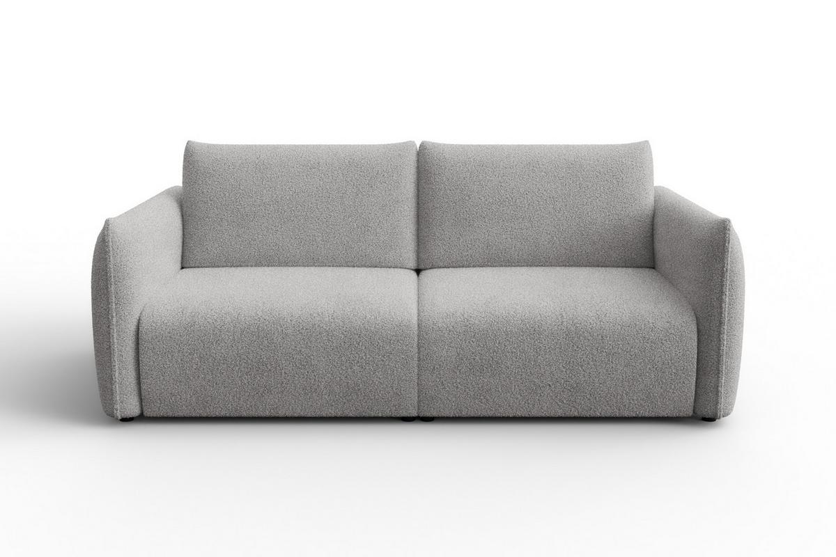 SOFA TAUER 3-Sitzer, Bouclé-Stoff hellgrau - Hellgrau/Schwarz, Holz/Textil (206/84/112cm) - Courtois Laville