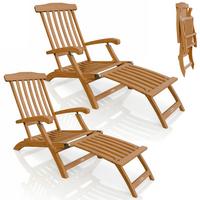 SONNENLIEGE Evia natur 196x54x95 cm (2er-Set) - Naturfarben, Holz (54/95/196cm) - Juskys