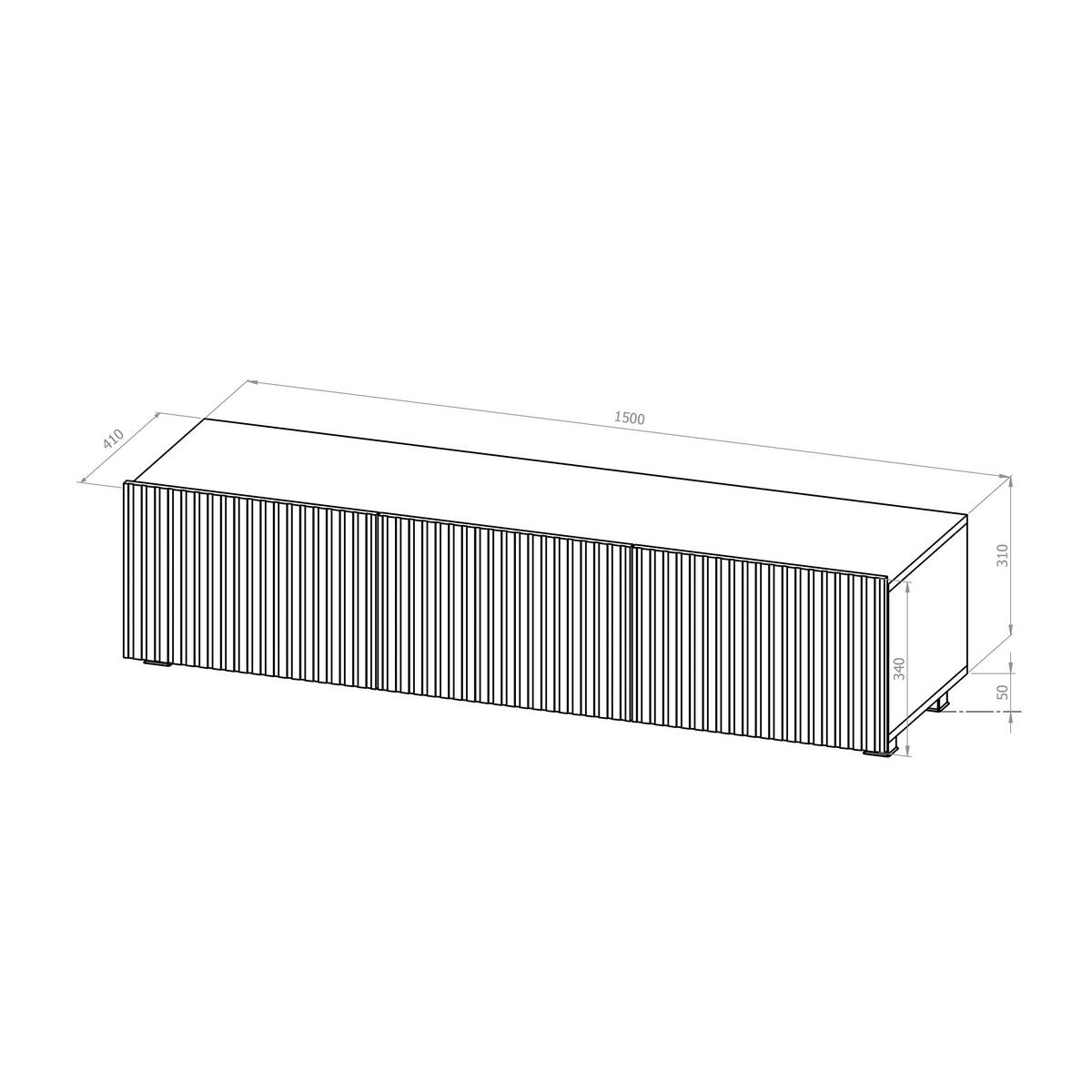 LOWBOARD Kavell mit 2 Türen, 150 cm, stehend/hängend, schwarz matt - Schwarz, Holzwerkstoff (150/37.5/43cm) - Beautysofa