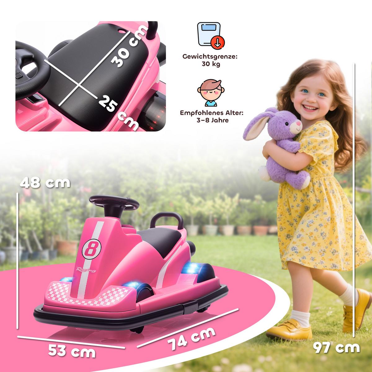 AUTOSCOOTER Metall Kunststoff Rosa - Dunkelrosa, Metall (74/53/48cm) - AIYAPLAY