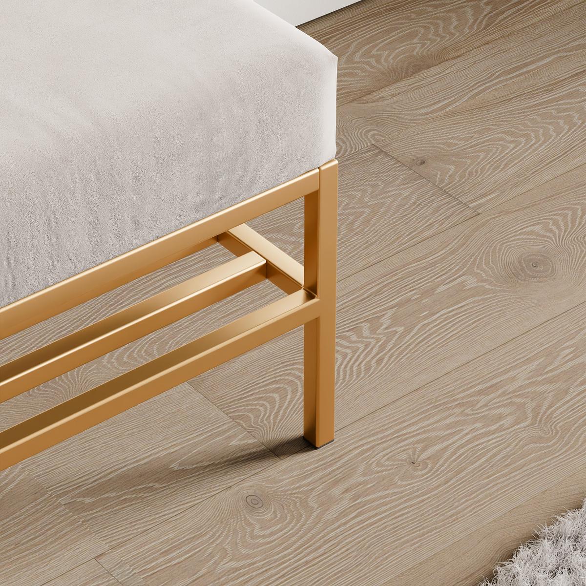 POLSTERBANK STEP 100 cm Gold / Creme ,Metallgestell - Creme, Textil/Metall (100/45/35cm) - Idohome