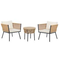 BALKONSET 2-Sitzer Rattan natürlich Auflagen hellbeige Gargano - Beige/Naturfarben, Kunststoff/Textil - Beliani