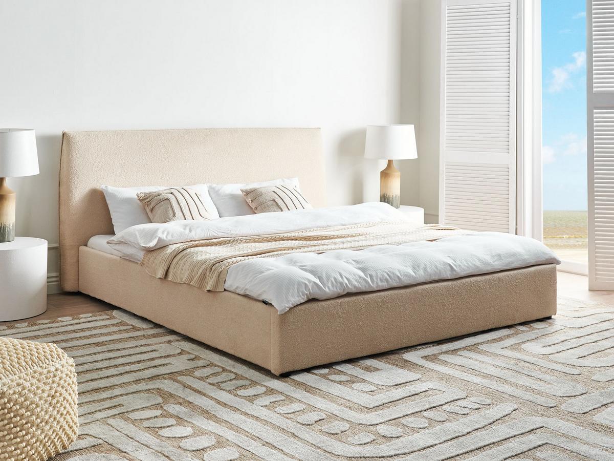 BETT mit Lattenrost 180/200 cm Beige Lavaur - Beige, Textil (180/200cm) - Beliani