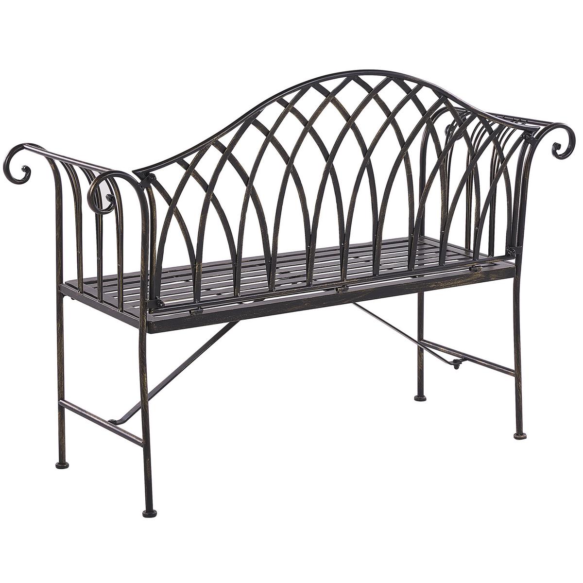 GARTENBANK Metall schwarz 130 cm Milazzo - Schwarz, Metall (130/94/45cm) - Beliani