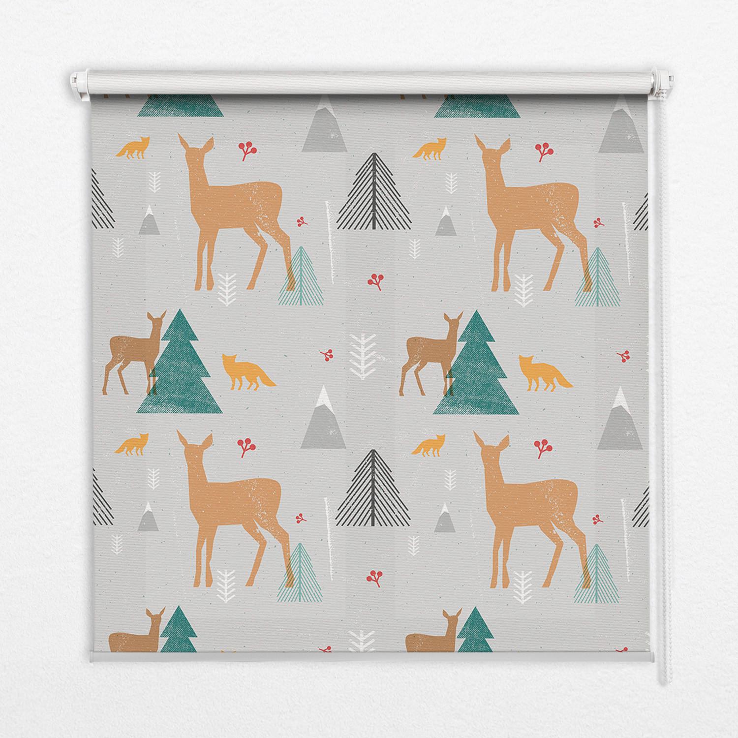 INNENROLLO - Fensterrollo - Rollo - 80x140 cm - Rehe im Wald - Braun, Kunststoff (80/140/0.5cm) - TULUP