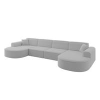WOHNLANDSCHAFT MARI-U2 - 388x171x79 cm Hellgrau Bouclé - Hellgrau/Schwarz, Holzwerkstoff/Kunststoff (388/79/171cm) - ALTDECOR