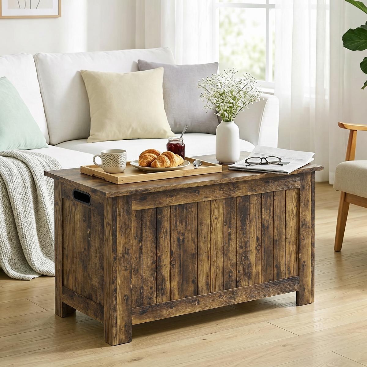 AUFBEWAHRUNGSTRUHE MDF Rustikales Braun - Braun, Holzwerkstoff (40/46/81cm) - HOMCOM