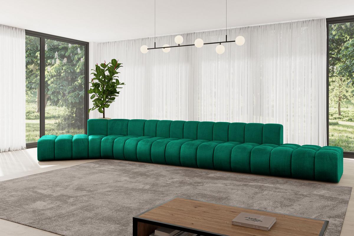ECKSOFA modulares Sofa Solven-L3 - 562x174x70 cm Grün - Dunkelgrün, Holzwerkstoff/Textil (562/174cm) - ALTDECOR