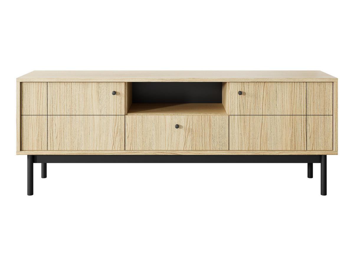 LOWBOARD Cypressa 2T 1S Braun 154/56/39 cm – mit Beinen auf Gestell - Schwarz/Braun, Holzwerkstoff (154/56/39cm) - AX Living