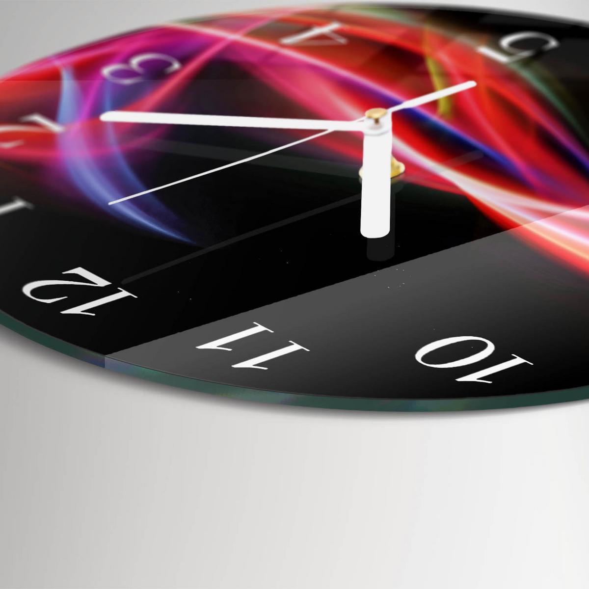 WANDUHR aus Glas Ø30 cm - Abstrakte Linien - Schwarz, Glas (30/30/0.4cm) - TULUP