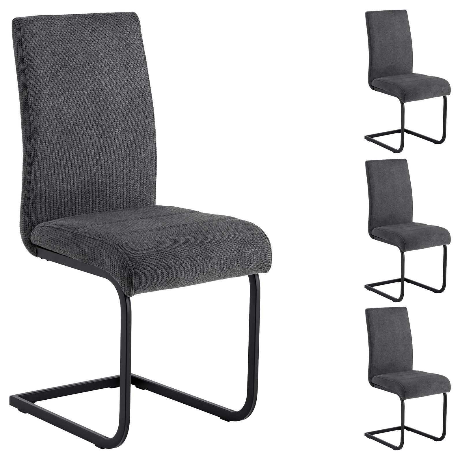 SCHWINGSTUHL LETTICIA 4ER-SET - Anthrazit, Textil (44/97/59cm) - IDIMEX
