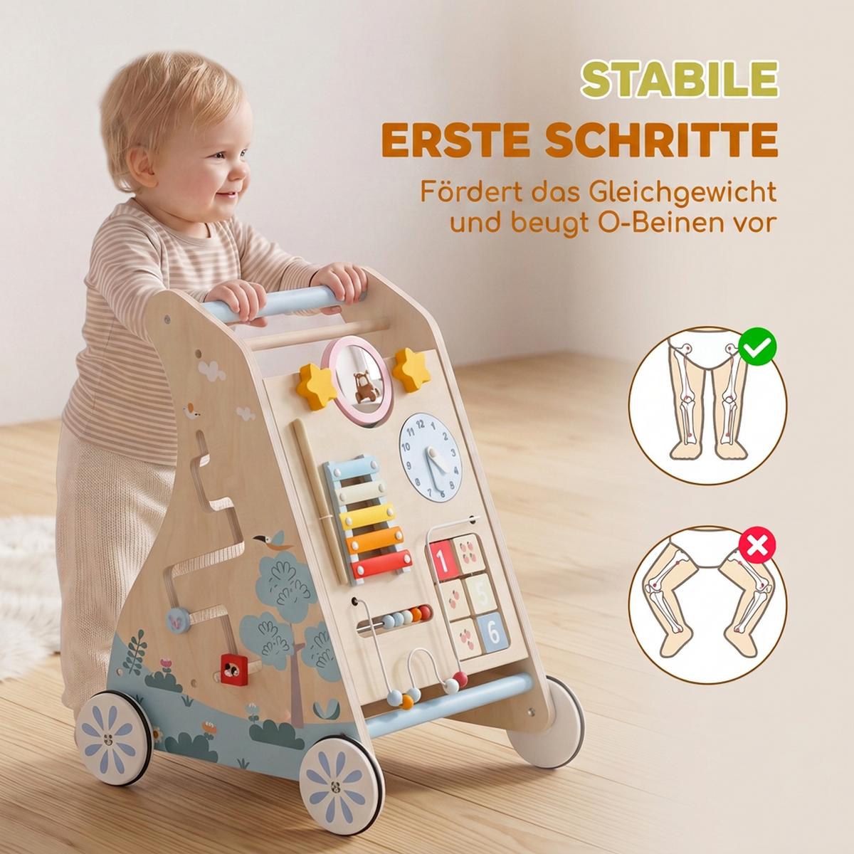BABY-LAUFLERNWAGEN Mehrschichtplatte Naturholz - Naturfarben, Holzwerkstoff (33.5/47.5/37cm) - AIYAPLAY