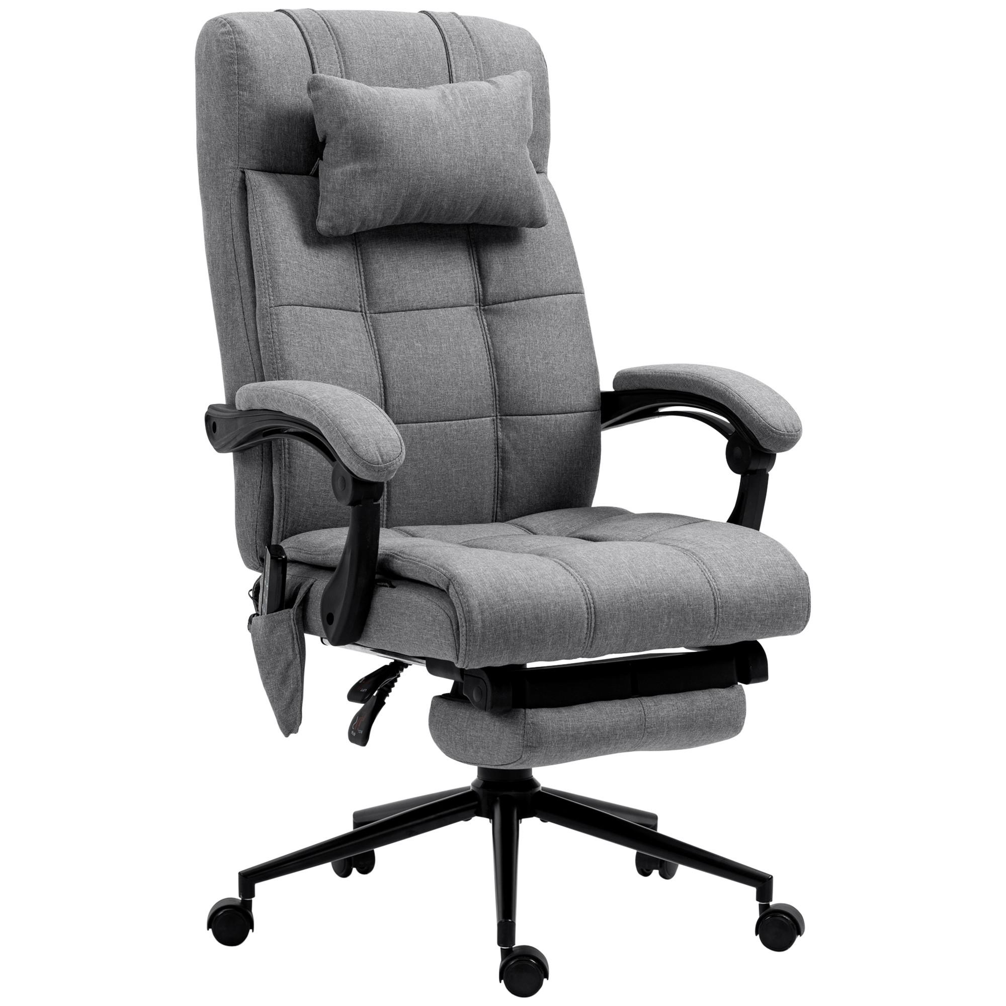 BÜROSTUHL mit Massagefunktion, Ergonomisch Schreibtischstuhl mit Lendenheizung - Grau, Kunststoff (76/124/66cm) - Vinsetto