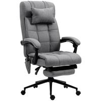 BÜROSTUHL mit Massagefunktion, Ergonomisch Schreibtischstuhl mit Lendenheizung - Grau, Kunststoff (76/124/66cm) - Vinsetto